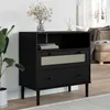 Image de vidaXL Buffet SENJA aspect rotin noir 80x40x80 cm bois massif de pin 358021