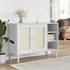 Image de vidaXL Buffet SENJA aspect rotin blanc 112x40x80cm bois massif de pin 358029
