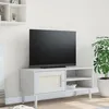 Image de vidaXL Meuble TV SENJA aspect rotin blanc 106x40x49cm bois massif pin 358041