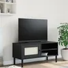 Image de vidaXL Meuble TV SENJA aspect rotin noir 106x40x49cm bois massif pin358042