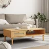 Image de vidaXL Table basse SENJA aspect rotin marron 100x55x33 cm bois massif 358046