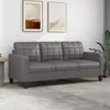 Image de vidaXL Canapé à 3 places Gris 180 cm Similicuir
