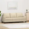 Image de vidaXL Canapé à 3 places Crème 180 cm Tissu