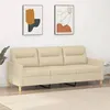 Image de vidaXL Canapé à 3 places Crème 180 cm Tissu