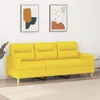 Image de vidaXL Canapé à 3 places Jaune clair 180 cm Tissu