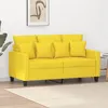 Image de vidaXL Canapé à 2 places Jaune clair 120 cm Tissu
