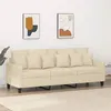 Image de Canapé à 3 places Crème 180 cm Tissu