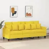 Image de vidaXL Canapé à 3 places Jaune clair 180 cm Tissu