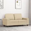 Image de vidaXL Canapé à 2 places Crème 120 cm Tissu