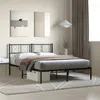 Image de vidaXL Bedframe met hoofdbord metaal zwart 120x190 cm372176