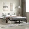 Image de Cadre de lit métal sans matelas avec tête de lit noir 140x190cm