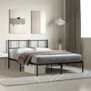 Image de vidaXL Cadre de lit métal avec tête de lit noir 140x200 cm 372180