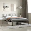 Image de vidaXL Cadre de lit métal avec tête de lit noir 160x200 cm 372182