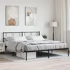 Image de vidaXL Cadre de Lit avec Tête de Lit, Lit de Double avec Sommier à Lattes, Lit Adulte avec Rangement Chambre, Moderne, Noir 200x200 cm Métal
