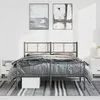 Image de vidaXL Bedframe met hoofd- en voeteneinde metaal zwart 135x190 cm372196