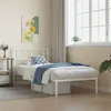 Image de vidaXL Cadre de lit métal sans matelas avec tête de lit blanc 75x190cm, lit simple, meuble de chambre à coucher, lit 372218