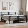 Image de Cadre de lit métal sans matelas avec pied de lit noir 140x190cm