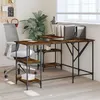 Image de vidaXL Bureau chêne fumé 139x139x75 cm bois d'ingénierie
