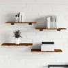 Image de vidaXL Étagères Murales 4 pcs, Tablettes Suspendues avec Rangement, Étagères à Livres Flottantes, Décorations de Salon, Chêne Fumé Bois d'Ingénierie