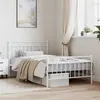 Image de vidaXL Bedframe met hoofd- en voeteneinde metaal wit 107x203 cm373754