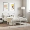 Image de vidaXL Cadre de Lit Métal avec Tête de Lit Pied de Lit, Lit Double avec Sommier à Lattes, Lit Adulte avec Pied Chambre, Moderne, Blanc 120x190 cm