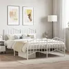 Image de vidaXL Cadre de Lit Métal avec Tête de Lit Pied de Lit, Lit Double avec Sommier à Lattes, Lit Adulte avec Pied Chambre, Moderne, Blanc 135x190 cm
