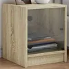 Image de Tables de chevet et portes vitrées 2pcs chêne sonoma 35x37x42cm