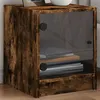 Image de vidaXL Table de chevet avec porte en verre chêne fumé 35x37x42 cm836351