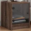 Image de Table de chevet avec porte en verre chêne marron 35x37x42 cm