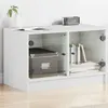 Image de vidaXL Meuble TV avec portes en verre blanc 68x37x42 cm 836357