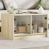Image de vidaXL Table basse avec portes en verre chêne sonoma 68x50x42 cm 836366