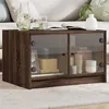 Image de vidaXL Table basse avec portes en verre chêne marron 68x50x42 cm 836370