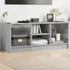 Image de vidaXL Meuble TV avec portes en verre gris béton 102x37x42 cm 836374