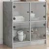 Image de vidaXL Armoire latérale avec portes en verre gris béton 68x37x75,5 cm 836381