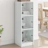 Image de Buffet avec portes en verre blanc 35x37x109 cm
