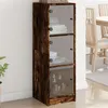 Image de vidaXL Buffet avec portes en verre chêne fumé 35x37x109 cm 836389
