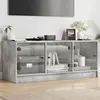 Image de vidaXL Meuble TV avec portes en verre gris béton 102x37x42 cm 836409