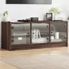 Image de vidaXL Meuble TV avec portes en verre chêne marron 102x37x42 cm 836412