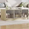 Image de vidaXL Table Basse avec Portes en Verre, Bout de Canapé avec Rangement, Table d'Appoint, Meuble de Salon Salle de Séjour 836415