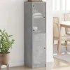 Image de vidaXL Hoge kast met glazen deur 35x37x142 cm betongrijs836444