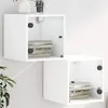 Image de vidaXL Tables de Chevet avec Portes en Verre 2 pcs, Armoire Latérale avec Compartiment, Table de Nuit, Table d'Appoint, 836463