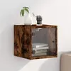 Image de Table de chevet avec porte en verre chêne fumé 35x37x35 cm