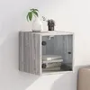 Image de Table de chevet avec porte en verre sonoma gris 35x37x35 cm