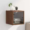 Image de vidaXL Table de chevet avec porte en verre chêne marron 35x37x35 cm836474
