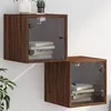 Image de vidaXL Tables de chevet et portes vitrées 2pcs chêne marron 35x37x35cm836475