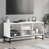 Image de vidaXL Meuble TV avec portes en verre blanc 102x37x50 cm 836532