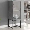 Image de vidaXL Armoire latérale avec porte en verre gris béton 35x37x100 cm 836556