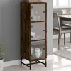 Image de vidaXL Buffet avec portes en verre chêne fumé 35x37x120 cm 836564