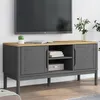 Image de Meuble TV FLORO gris 114x43x55 cm bois massif de pin