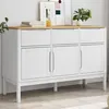 Image de vidaXL Buffet FLORO blanc 114x43x74 cm bois massif de pin, meuble de rangement, meuble de rangement de cuisine, meuble de 374024